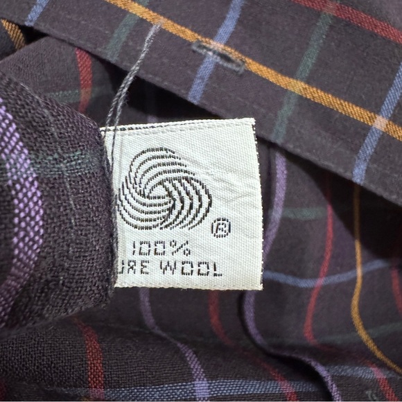 Vintage 80s Christian Dior Wool Turtleneck Button Down Shirt Retro Plaid Navy 14 - Picture 11 of 16